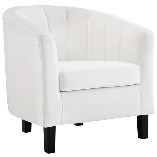 Modway Prospect Channel Tufted Performance Velvet Armchair in White