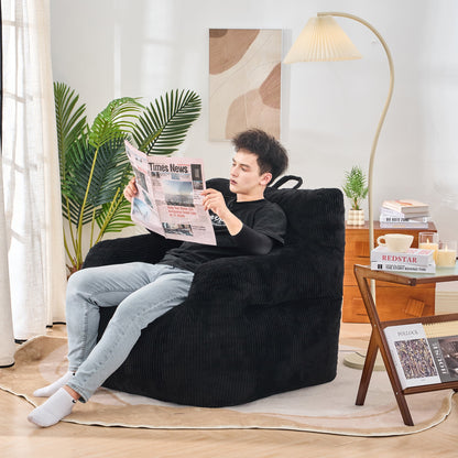 PORKISS Bean Bag Chairs for Adults, Soft Lazy Sofa with Corduroy Fabric for Dorm Bedroom Living Room, Single Leisure Accent Sofa Chair for Adults Teens, Gray