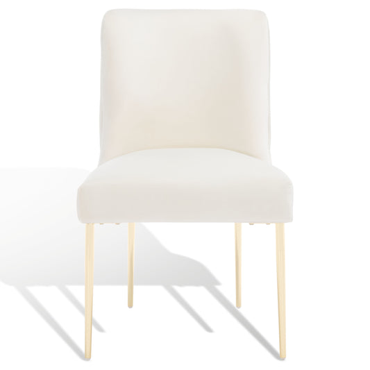 SAFAVIEH Couture Nolita Contemporary Velvet Solid Dining Side Chair, Cream