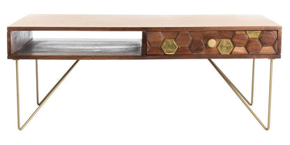 SAFAVIEH Reveena Bohemian Coffee Table, White Wash/Silver