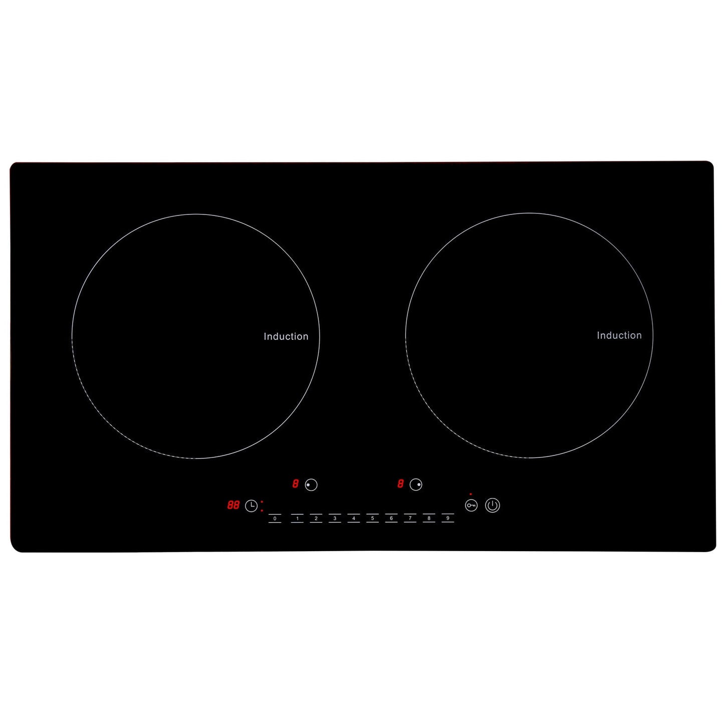 SKYSHALO 24" Electric Cooktop, 1800W 2 Burners Ceramic Glass Stove Top Touch Control Built-in Magnetic Cooktop w/ 9 Heating Level Child Lock & Over-Temperature Protection