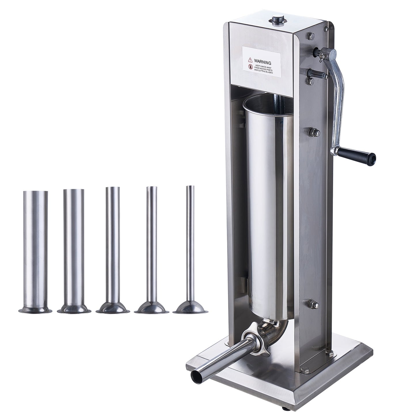 KFFKFF Manual Meat Stuffer, 7L/15LB Vertical Capacity, Dual-Speed, Made of 304 Stainless Steel, Includes 5 Stuffing Tubes, Ideal for Home and Restaurant Use