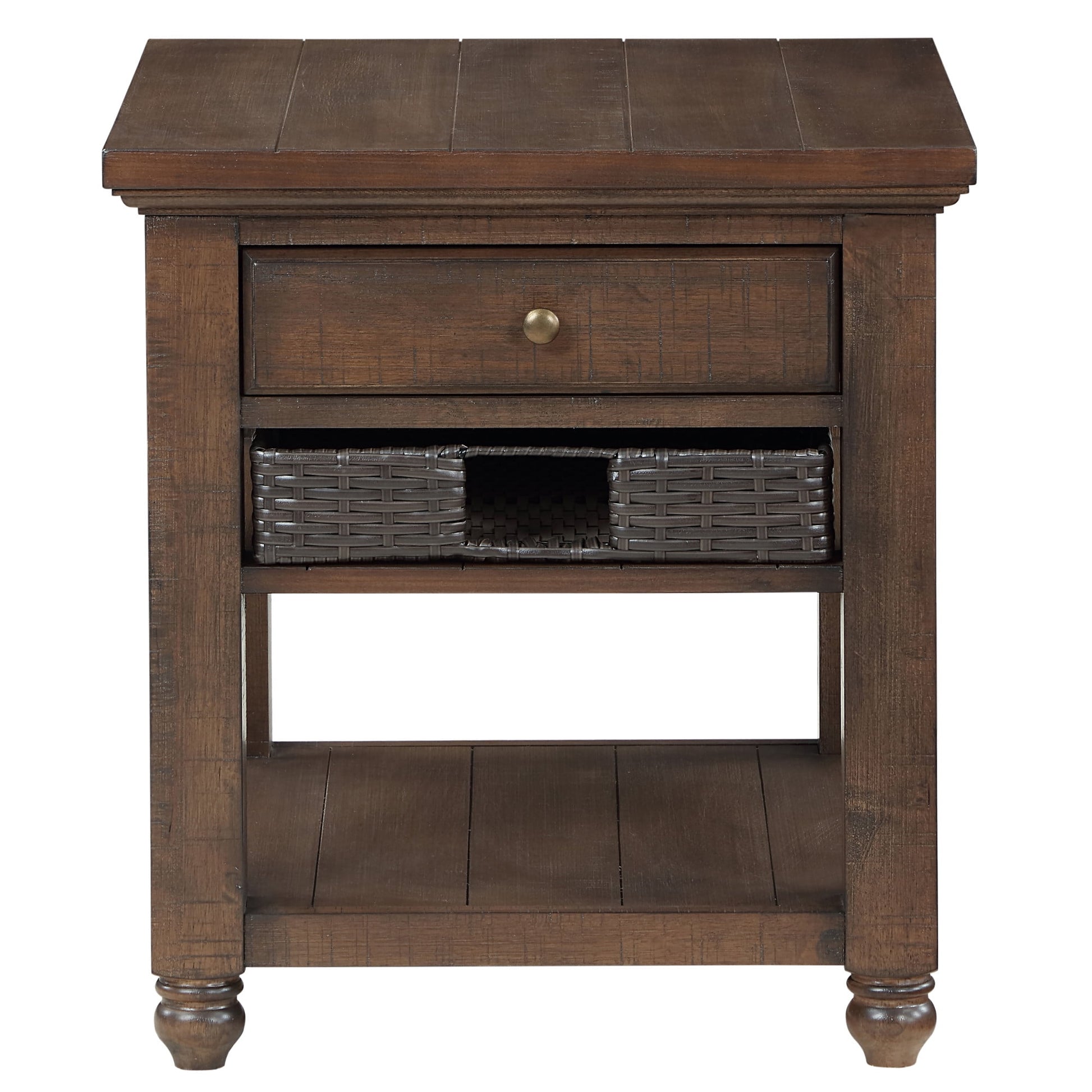 Steve Silver Oliver Traditional Square End Table with 1 Drawer, Burnished Chestnut