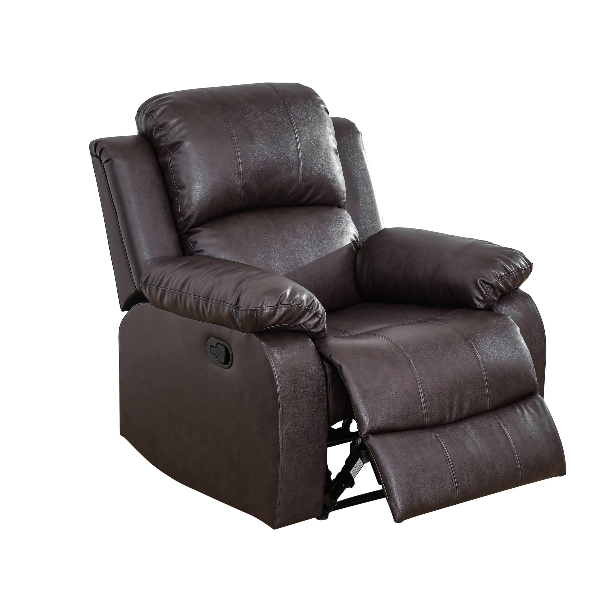 TrumanPick Manual Leather Recliner Chair,Overstuffed reclining Armchair Home Theater Sofa Recliner for Living Room, Brown