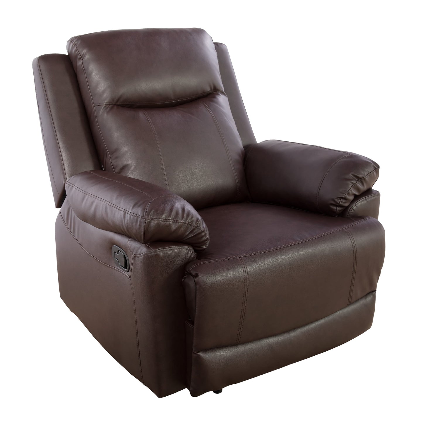 TrumanPick Manual PU Leather Recliner Chair,Overstuffed Recliner Sofa Armchair Home Theater for Living Room, Brown