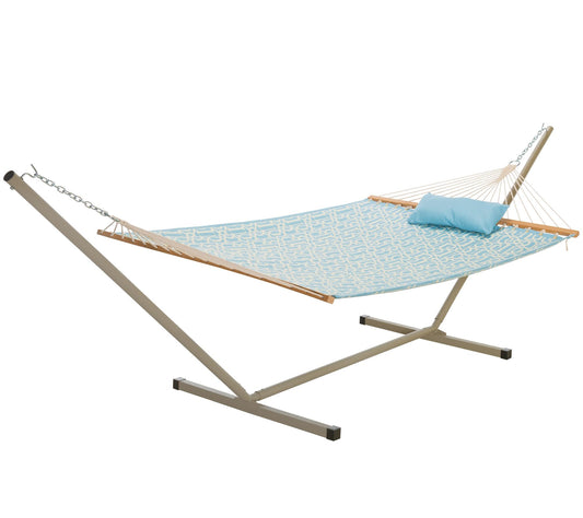 52" Light Blue Quilted Hammock Combo with Pilloand Stand
