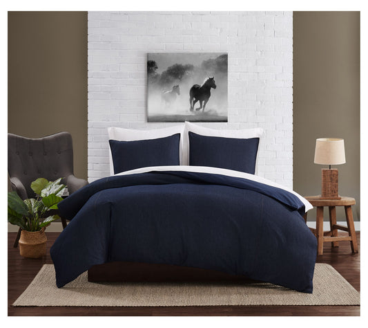 FRYE Cotton Denim King 3-Piece Duvet Cover Set