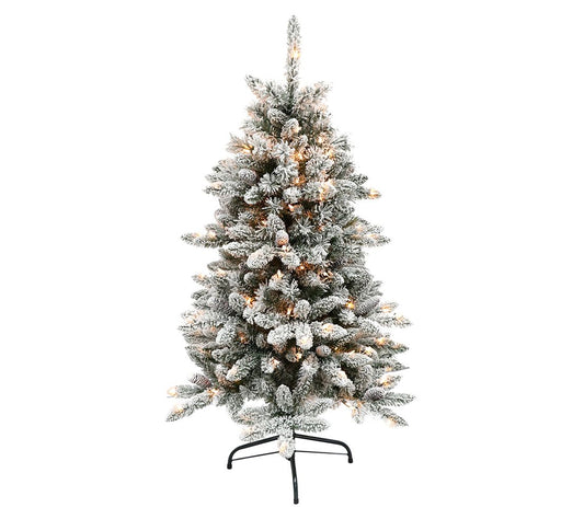 4.5' Flocked Birmingham Artificial Christmas Tree 150 Lights