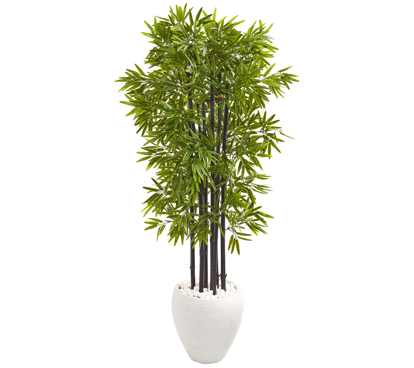 5' Bamboo Tree in White Planter by Nearly Natural