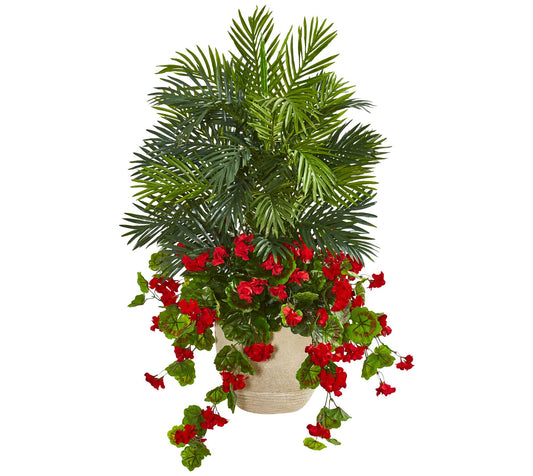 3.5' Geranium & Areca Palm Artificial Plant byNearly Natural