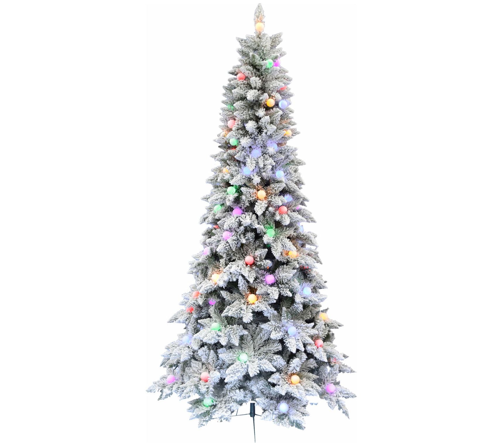 Fraser Hill Farm 7.5-Ft. Slim White Tail Pine Snow-Flocked Tre
