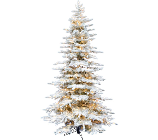 Fraser Hill Farm 6.5' Flocked Pine Pre-Lit Christmas Tree
