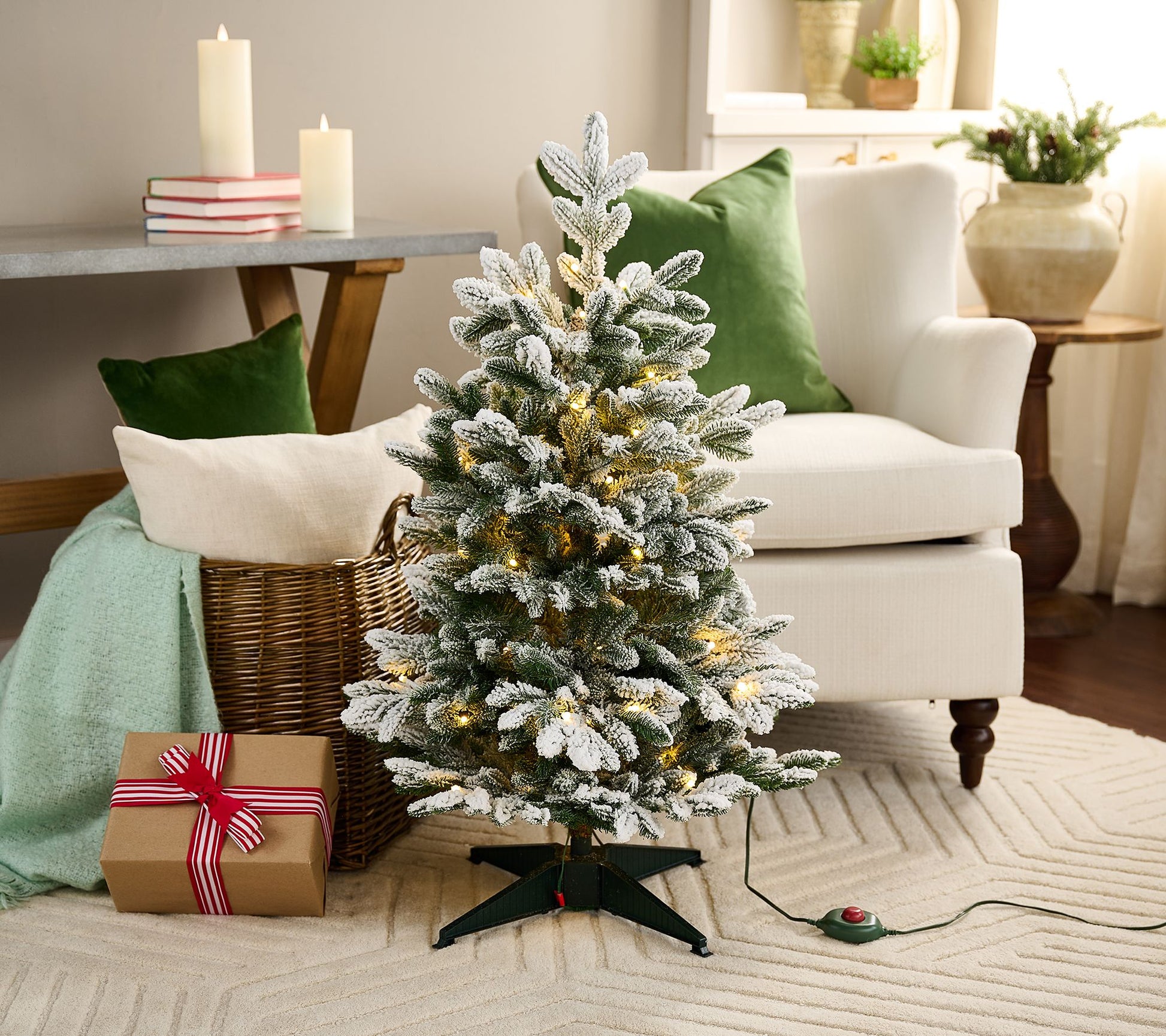 3' Twinkling Snow Kissed Spruce Tree by Valerie by Valerie