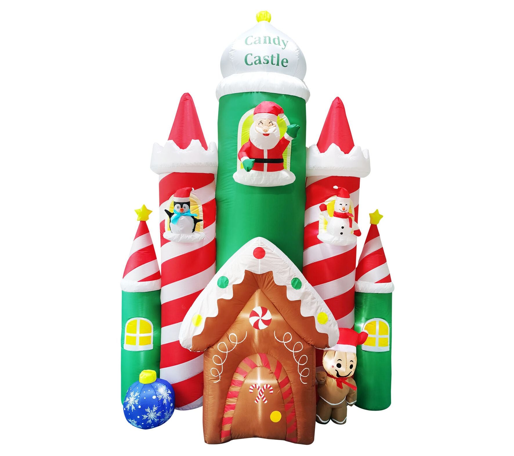 Fraser Hill Farm 10-Ft. Tall Prelit Candy Castle Inflatable