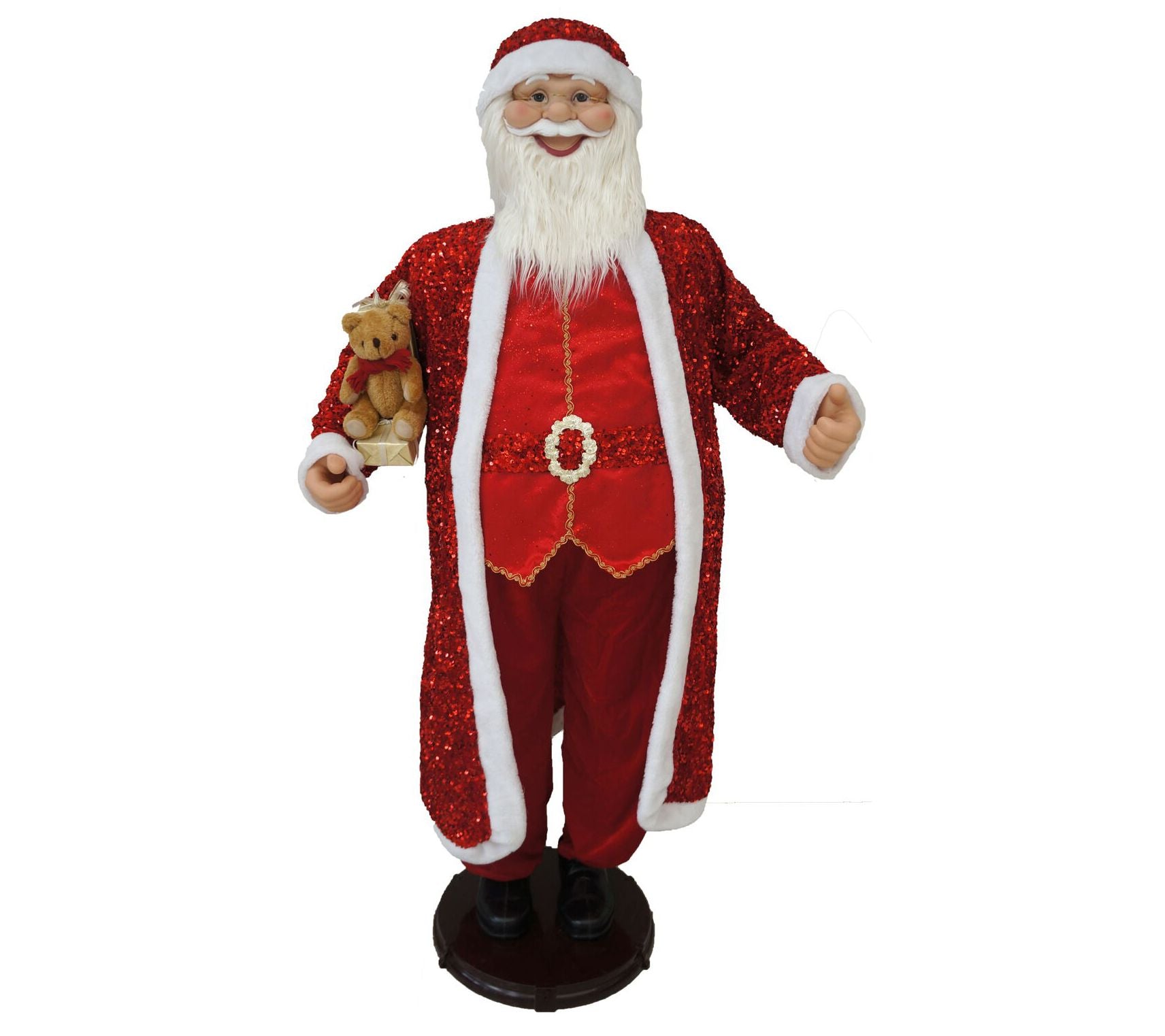 Fraser Hill Farm 58-In. Dancing Santa in Red Sequin Suit with