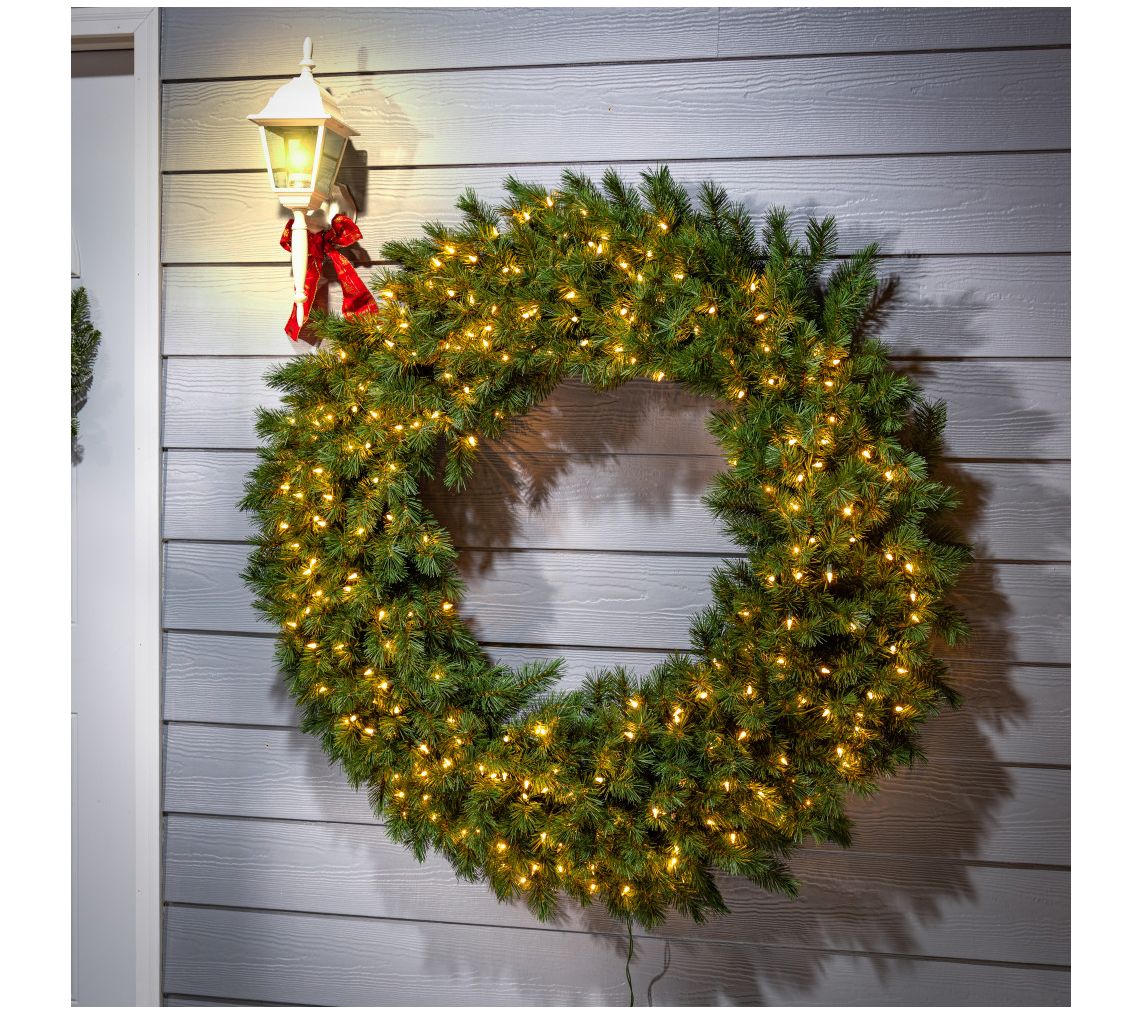 Grand 48in Prel it Aspen Spruce Wreath by Ster ling Co.