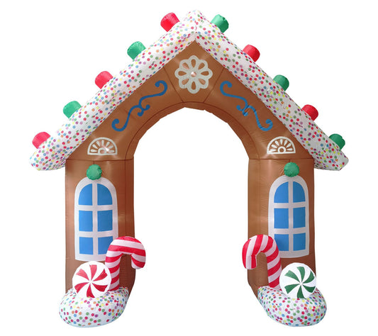 Fraser Hill Farm 8-Ft. Tall Prelit GingerbreadArch Inflatable