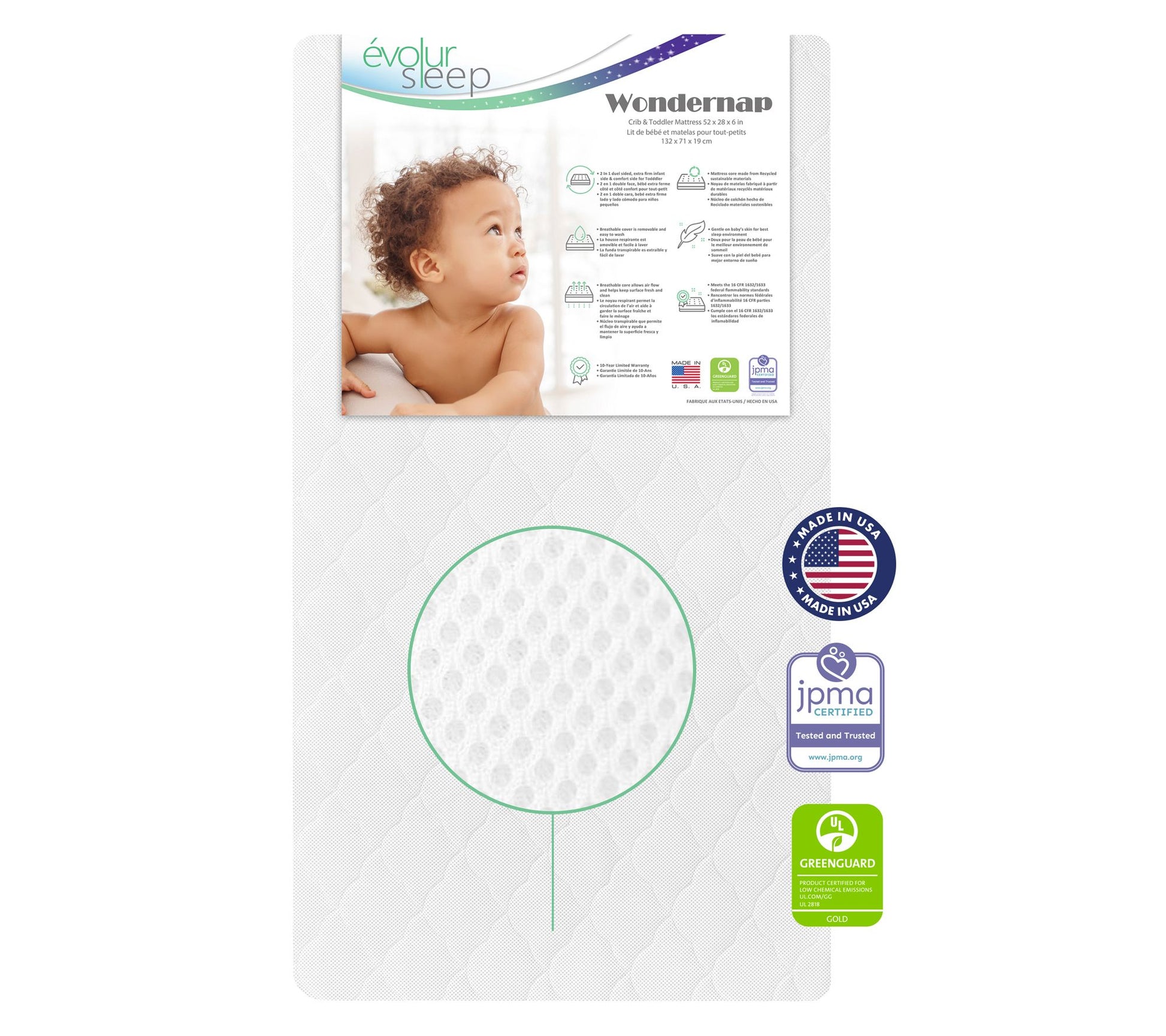 Dream On Me Wondernap 2-in-1 Full Size Crib Mattress