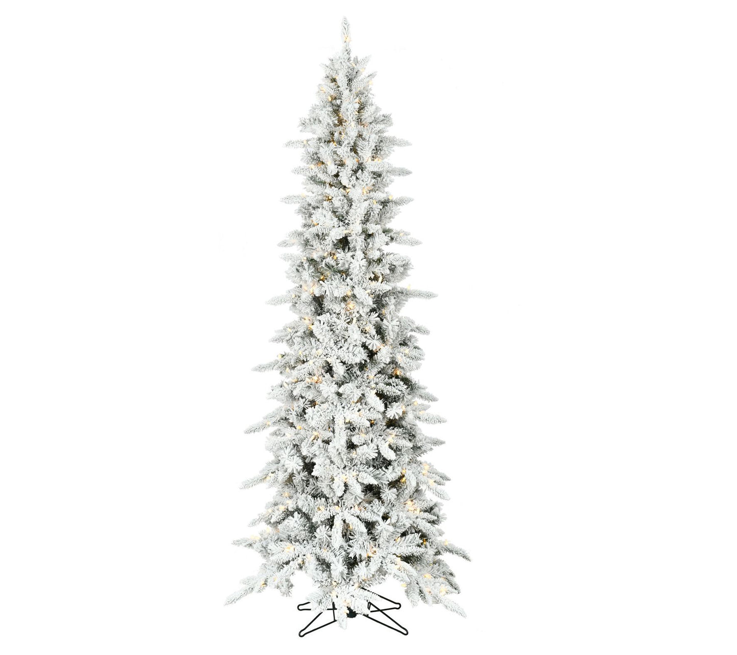Fraser Hill Farm 6.5-Ft. Slim Mountain Pine Flocked Pre-Lit