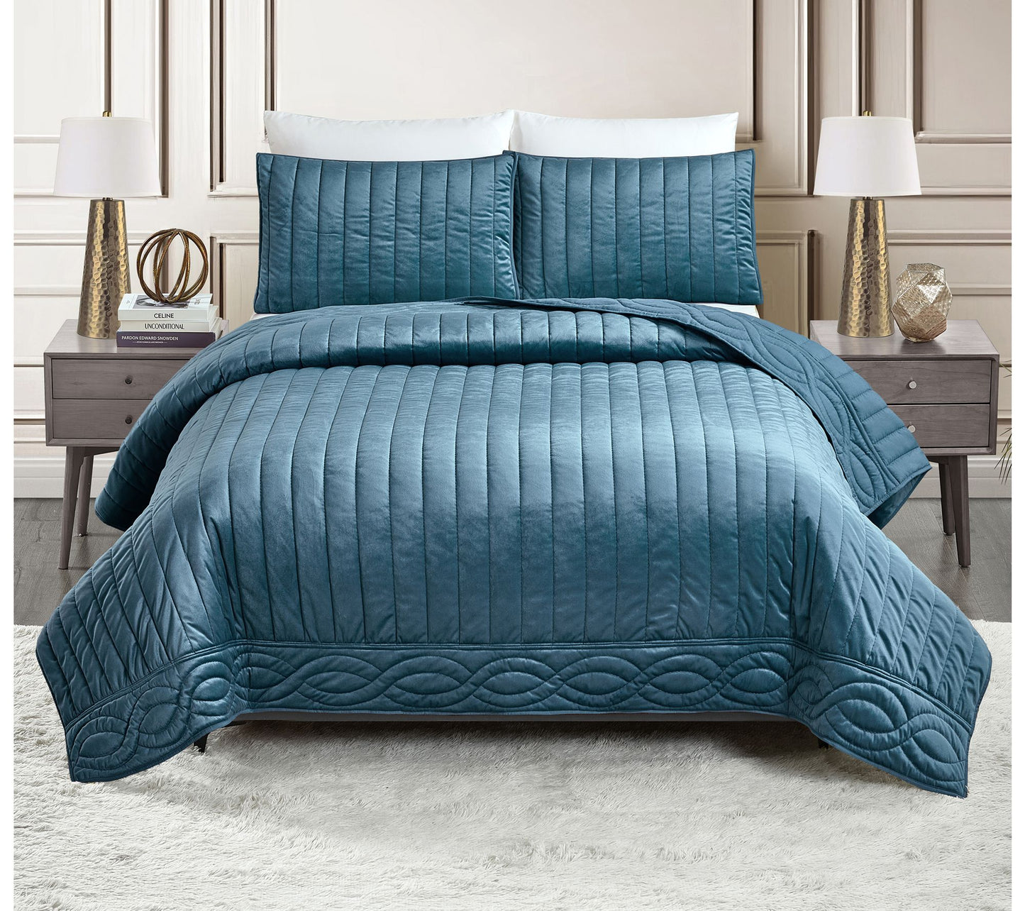 Dee Ocleppo Velvet Cable 3-Piece King Quilt Set