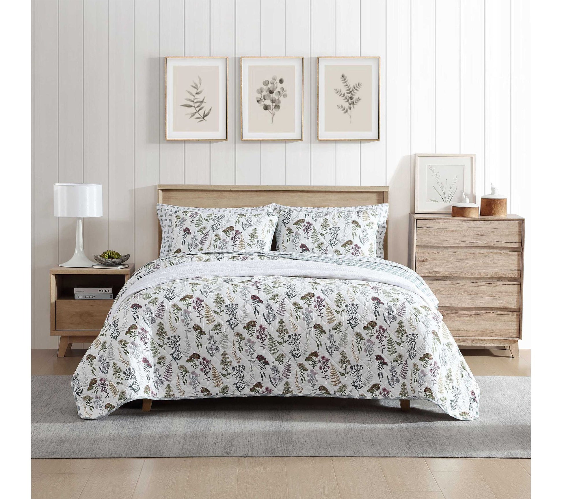 Eddie Bauer Flower Field Grey Cotton King QuiltSet