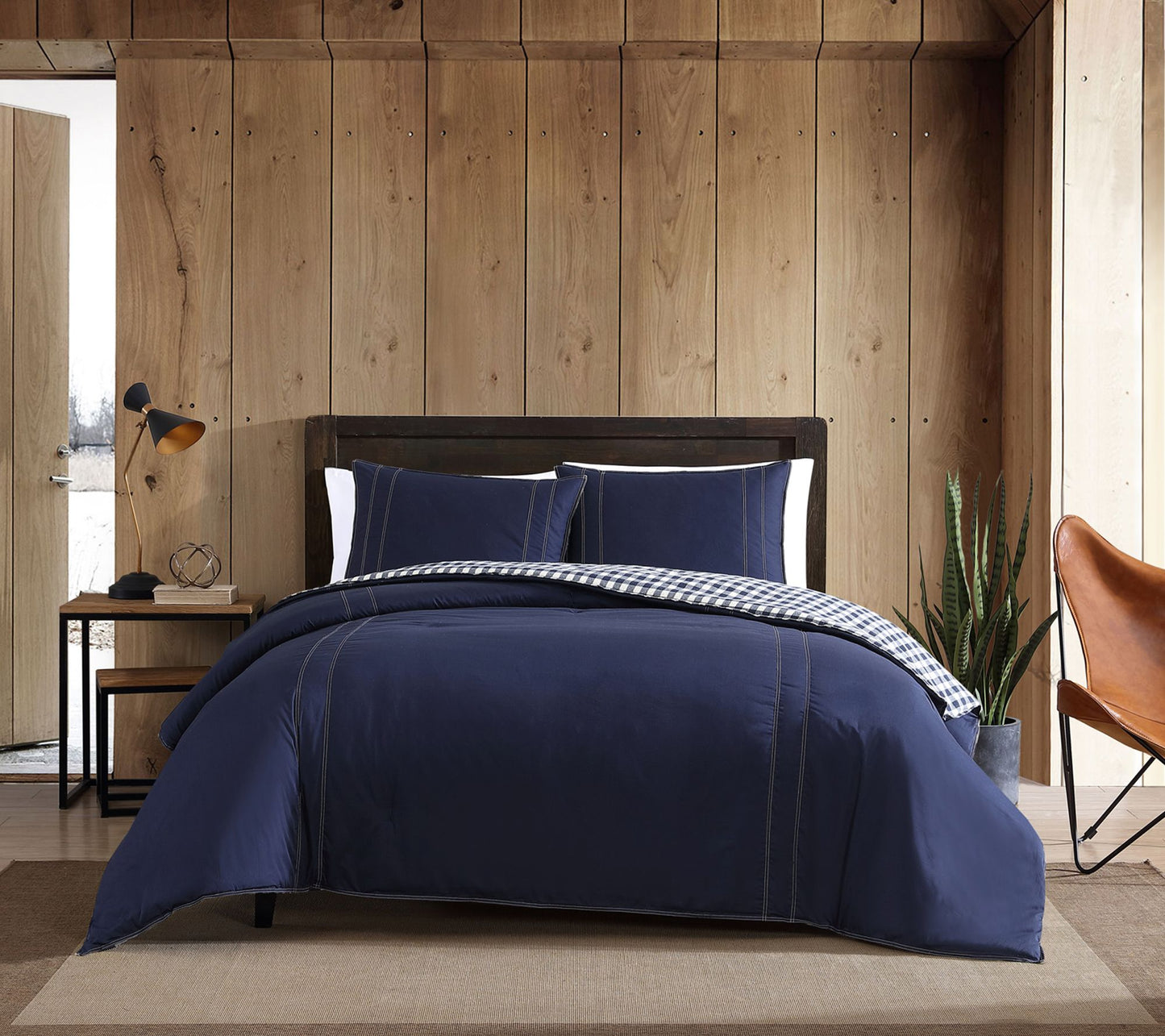 Eddie Bauer Kingston Navy Reversible Twin Comforter Set