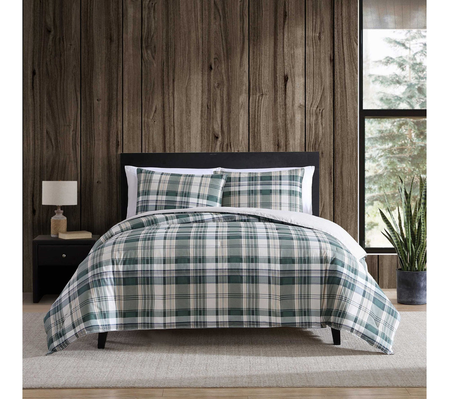 Eddie Bauer Timbers Plaid Green King ComforterSet
