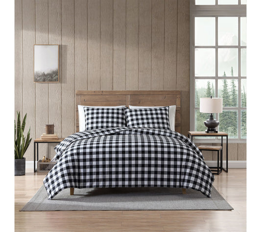 Eddie Bauer Mountain Plaid Black King Duvet Cover Set